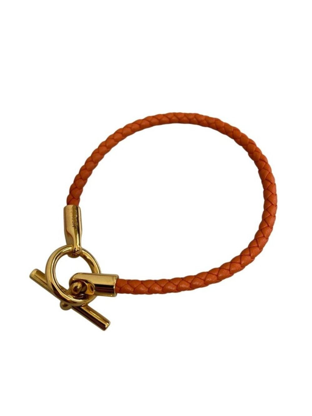 Hermes Glenan Leather Bracelet Orange